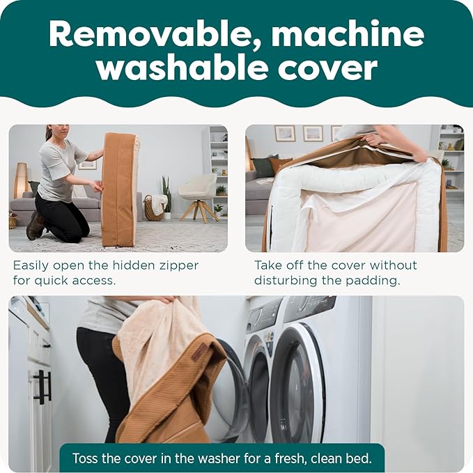 Furhaven Cooling Gel Dog Bed for Large Dogs w/ Removable Bolsters & Washable Cover, For Dogs Up to 95 lbs - Plush & Velvet Waves Perfect Comfort Sofa - Brownstone, Jumbo/XL