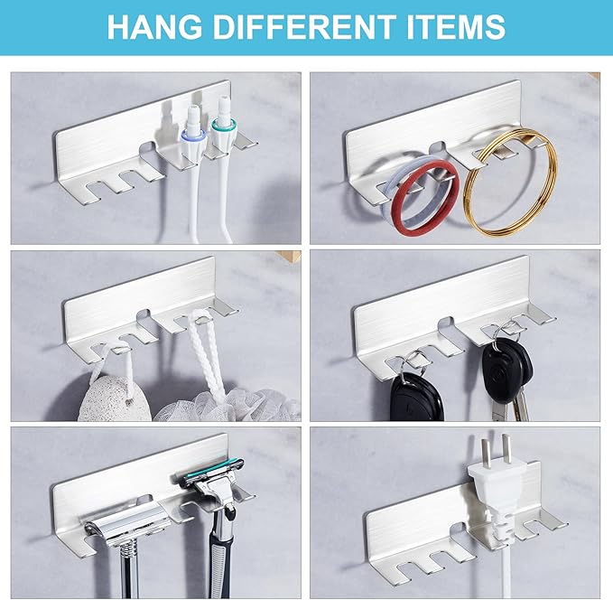 Toothbrush Holder Wall Mounted, Electric Toothbrush Head Holder for Bathrooms, Adhesive Toothbrush Head Holder, Stainless Steel Toothbrush Wall Holder, Shower Tooth Brushing Holder