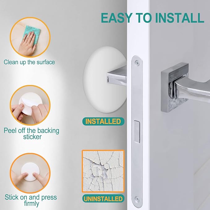 10-Pack Door Stoppers Wall Protector, [3.15"] Large White Silicone Door Bumpers with Strong Thickened Adhesive,Shock Absorbent Door Knobs Wall Protectors to Cover up Damage and Protect Wall Surfaces