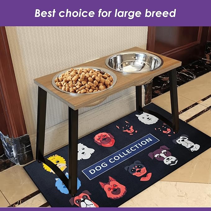 TIDANT Elevated Dog Bowls for X-Large Dogs with Spill Proof Mat 2 X-Large 3000ML(13CUPS) Stainless Steel Dog Bowls, 16.5" Tall Raised Dog Bowl Stand,Dog Food & Water Bowls for Large, Extra Large Dogs