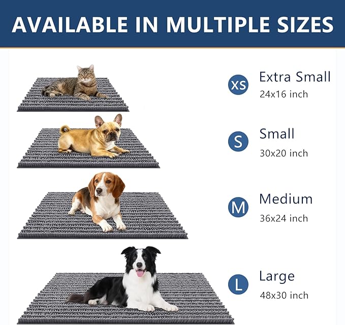 Smiry Dog Door Mat for Muddy Paws 30x20, Extra Soft Absorbent Chenille Doormat, Trap Moisture and Dirt, Non-Slip Machine Washable Front Door Mat for Indoor Entrance Inside Floor, Dark Grey