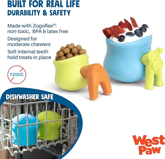 WEST PAW Zogoflex Toppl Interactive Treat Dispensing Puzzle Dog Toy for Mental Stimulation & Enrichment-Holds Kibble & Treats-Lickable, Freezable & Dishwasher Safe-Made in USA-XL-Cardinal Red