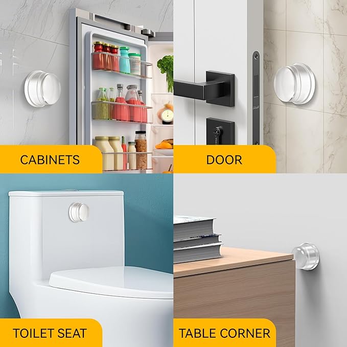 Upgraded Door Bumper 1.5" Clear Silicone | Self-Adhesive Door Knob Wall Protector |Large Rubber Door Stops for Wall Protection & Noise Reduction | 2 Pack