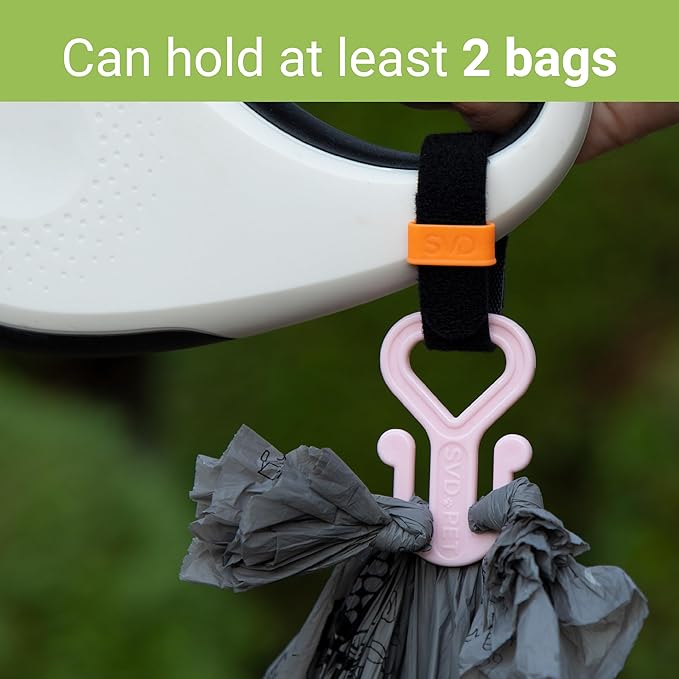 SVD.PET 2PC Dog Poop Bag Holder, Waste Bag Holder, Dog Poop Bag Carrier, Hand Free Holder (Pink)