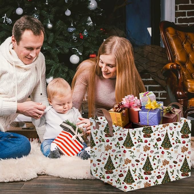 FXOCSHE Rectangular Christmas tree Basket,Nursery Hamper,Waterproof and foldable Tree Basket Baby Storage Bin,Boy and Girls Christmases Room Decor,gift basket(Christmas tree)