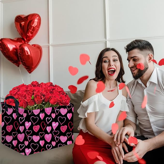 FXOCSHE Rectangular Valentine's Day Gift Basket,nursery basket,Girls gift baskets,kids toy storage Bin, Love Heart Room Decor for Home,Shelf Baskets(Attract love)