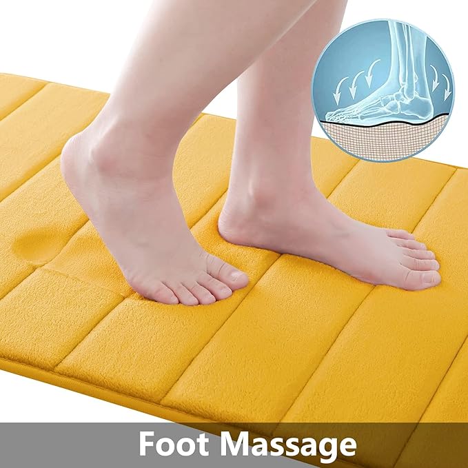 Buganda Memory Foam Bath Mat, 70" x 24", Ultra Soft and Non-Slip Bathroom Rugs, Water Absorbent and Machine Washable Bath Rug Runner for Bathroom, Shower, and Tub, Yellow