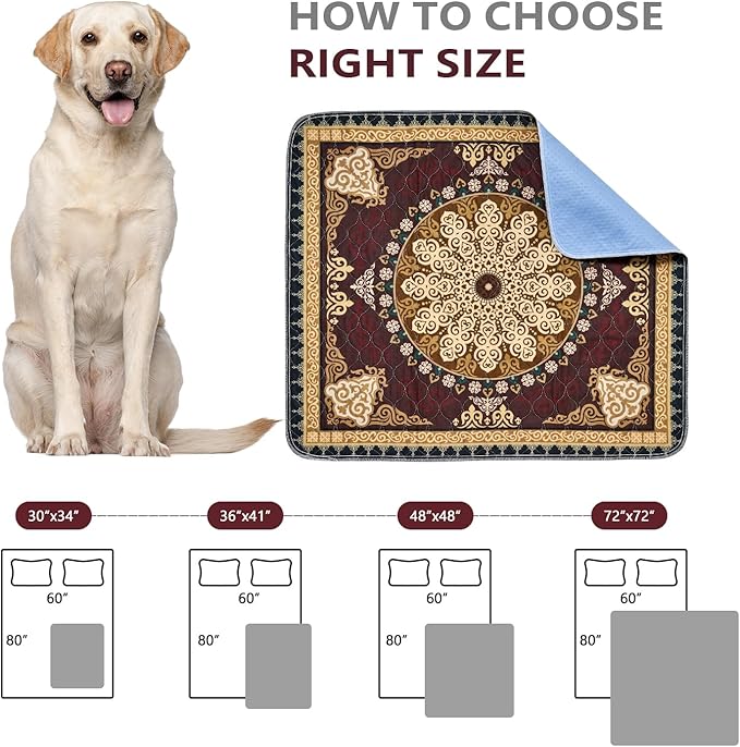 Qeils Washable Pee Pads for Dogs, Reusable Puppy Pads Super Absorbent Leakproof Dog Training Pads, Non-Slip Wee Wee Pads for Crate, Floor, Potty Pads Feeding Mat Dog Pee Extra Large Pee Pads 72"x72"