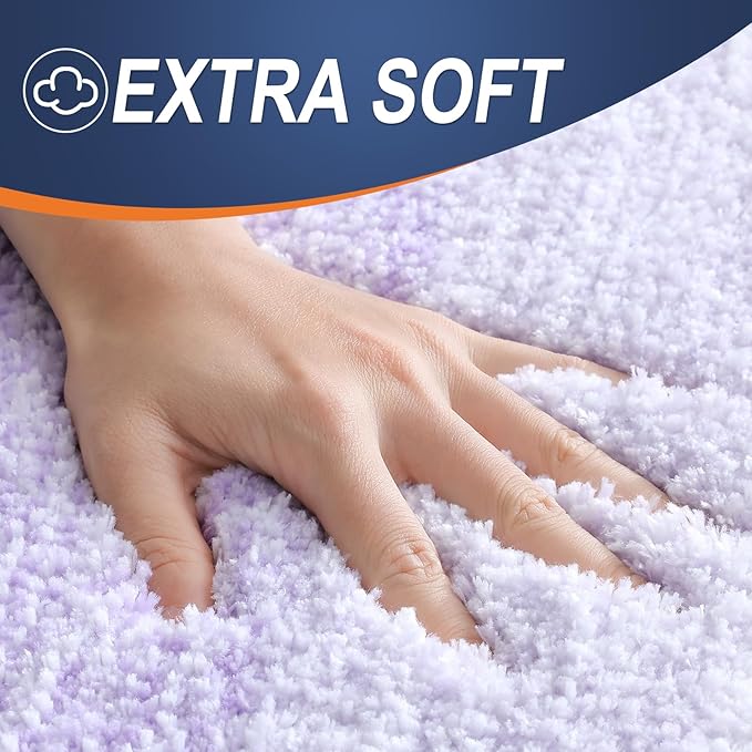 OLANLY Bathroom Rugs Mat 59x24, Extra Soft Absorbent Microfiber Bath Rug, Rubber Backing, Quick Dry, Machine Washable Bath Mats for Bathroom Floor, Tub and Shower, Home Decor Accessories, Light Purple