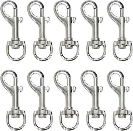 Heavy Duty Swivel Snap Hooks Pet Buckle Trigger Clip Clasp for Linking Dog Leash Collar Key Chain Clothlines (2-3/4" (7cm), 10 Pack)