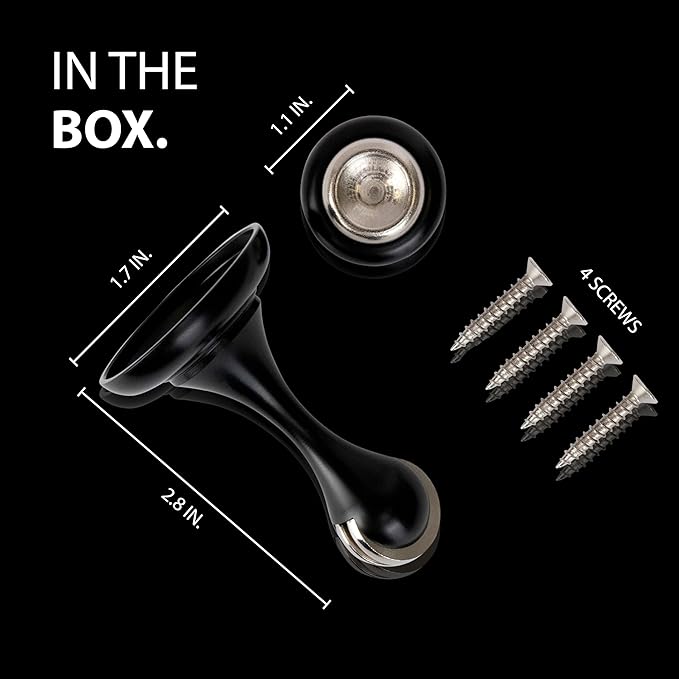 MEGA HANDLES Magnetic Door Stopper, Scratch Free Magnetic Door Catch for Wall, Elegant Magnet Door Stopper for Bottom of The Door- Matte Black (1 Pack)