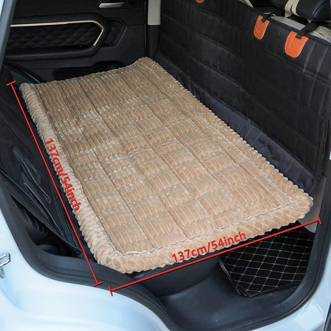 HOMEREFROM Washable Large Dog Bed for Cars, Dog Car Seat Cover for Backseat, Anti-Slip Pet Sleeping Mat, Car Seat Protector, Travel Pet Pad for Trucks and SUV (Brown, 24.8" x 54")