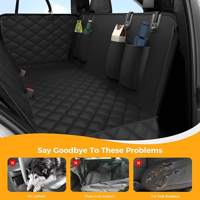 Dog Car Seat Cover for Back Seat,100% Waterproof Scratch Proof Nonslip Seat Cover,600D Heavy Duty Scratch Soft Dog Hammock for Car for Cars Trucks and SUVs