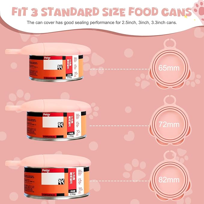 Yummy Sam 5 Pcs Pet Food Can Lids & Spoons Set, Including Wet Food Storage Can Covers for Multiple Sizes Pet Food Cans, Cat Can Opener, Cat Strip Feeder Spoon and Cat Spoons for Wet Food (Pink)