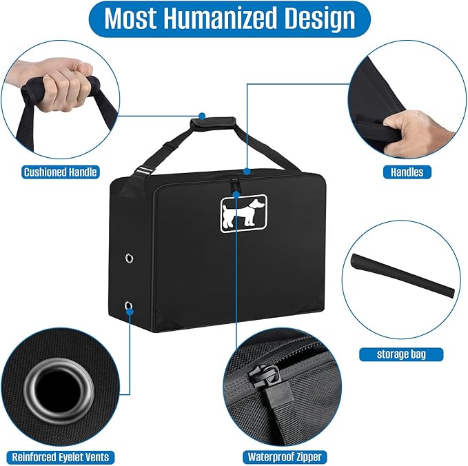 SIRUITON Dog Playpen Storage Bag Fits 50" H 8 Panels and 9 Stakes ，Dog Fence Travel Bag Suitable for Foldable Exercise Pet Playpen, Dog Fence Travel Bag with Reinforcing Plate & Shoulder