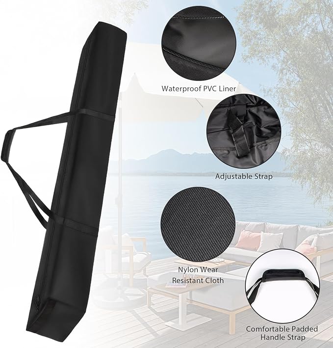 LUEXBOX 73 Inch Patio Umbrella Storage Bag for Outdoor, Nylon Beach Umbrella Folding Cover, Hammock Storage Bag, Heavy Duty Zipper Travel Carrying Duffle Bag for Sports, Beach