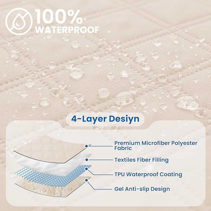 CYCMACO Waterproof Dog Bed Cover Pet Blanket, Soft Couch Cover for Dogs Washable, Non-Slip Dog Blanket Protect Furniture Couch Sofa Car for Puppy Large Dogs Cat (40x50 Inch, Beige)