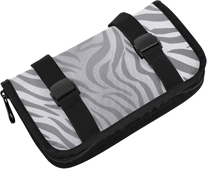 Car Tissue Holder Car Napkin Holder Car Tissue Box Dispenser Storage Case Sun Visor Mask Holder with Adjustable Straps Reusable Refillable Light Silvery Zebra Print