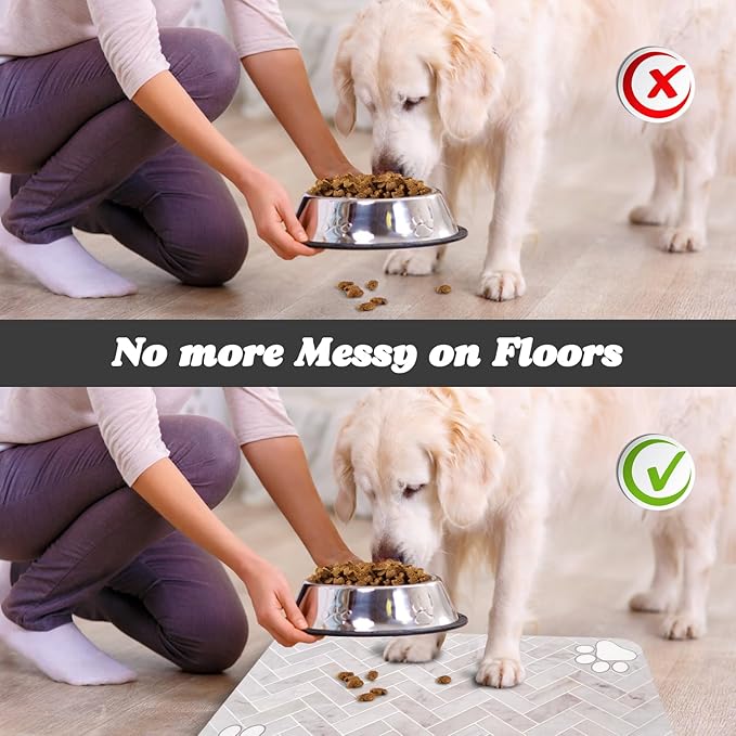 Dog Food Mats,Cat Absorbent Water Bowl Feeding Mats Pet Placemats for Food and Water Wood 17 * 30 inch