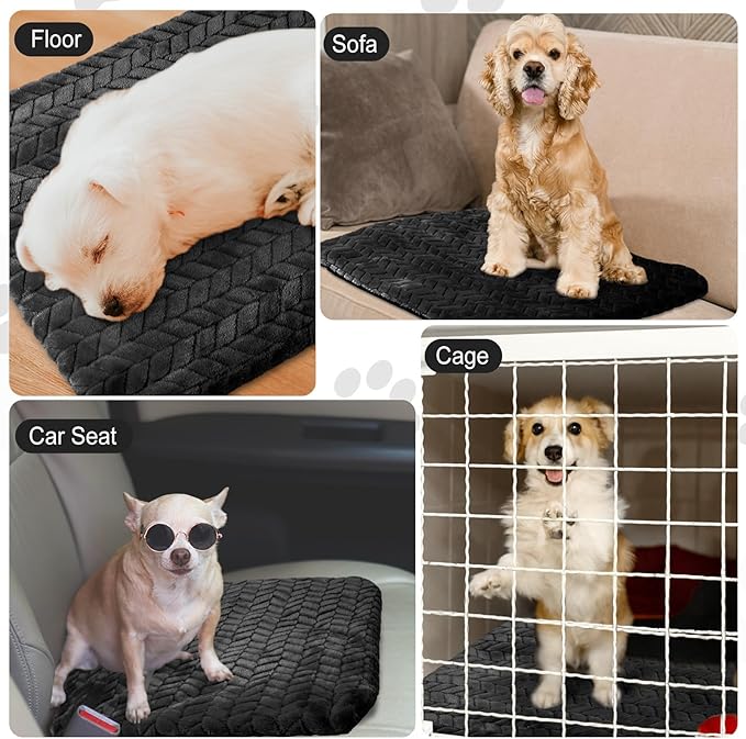 Drydiet 4 Pack Self Heating Cat Pad 16 x 20 Inch Self Warming Cat Bed Non Slip Warm Dog Pad Mat Washable Pet Kennel Crate Bed Mat for Indoor Outdoor Pets(Black,16 x 20 Inch)