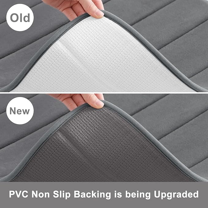 Buganda Memory Foam U-Shaped Contour Toilet Rugs, Non Slip Absorbent, Thick Soft Washable Bathroom Mat, Floor Carpet Bath Rugs Mat for Toilet Base (20" x 20", Grey)