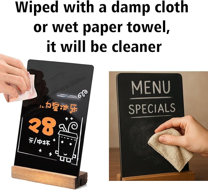 Wooden Double-Sided Chalkboard with Base (2 Pack) - 8.7x11.5 inches, Black
