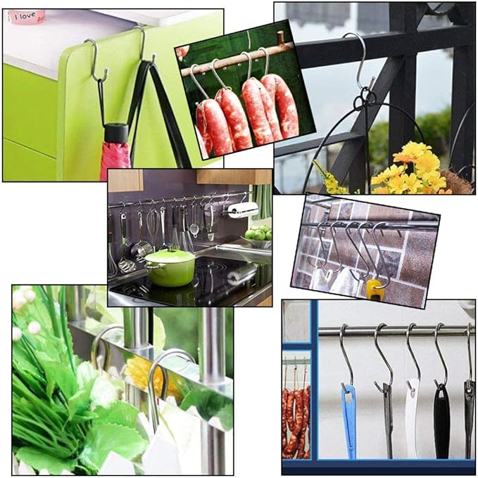 18 Pcs Heavy Duty 4.7 Inches Extra Large S Shape Hooks Heavy-Duty Metal Hanging Hooks Apply Kitchenware Bathroom Utensils Plants Towels Gardening Multiple uses Tools (Silver)