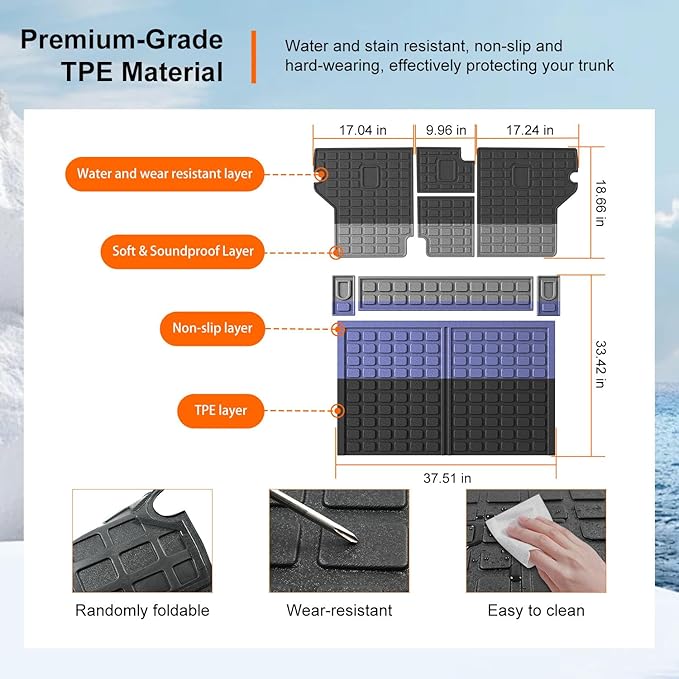 powoq Cargo Mat Compatible with 2010-2024 Toyota 4Runner Trunk Mat Replacement for 2010-2024 Toyota 4Runner Accessories 5 Seater-No 3rd seat (Fit W/Sliding Tray, Trunk Mat+Backrest Mats)