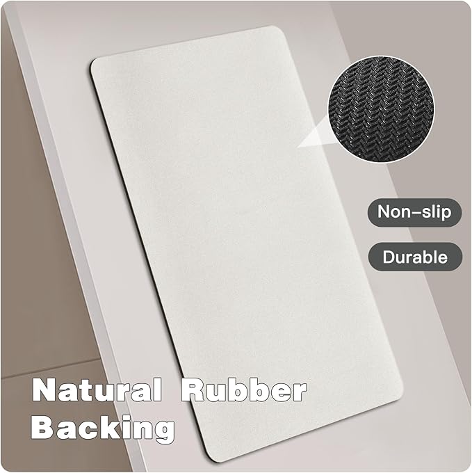 Toilet Rug, Thin Toilet Rugs U Shaped Washable Non Slip Absorbent Quick Dry Low Pile Toilet Mat, 20"x24" U Shape White