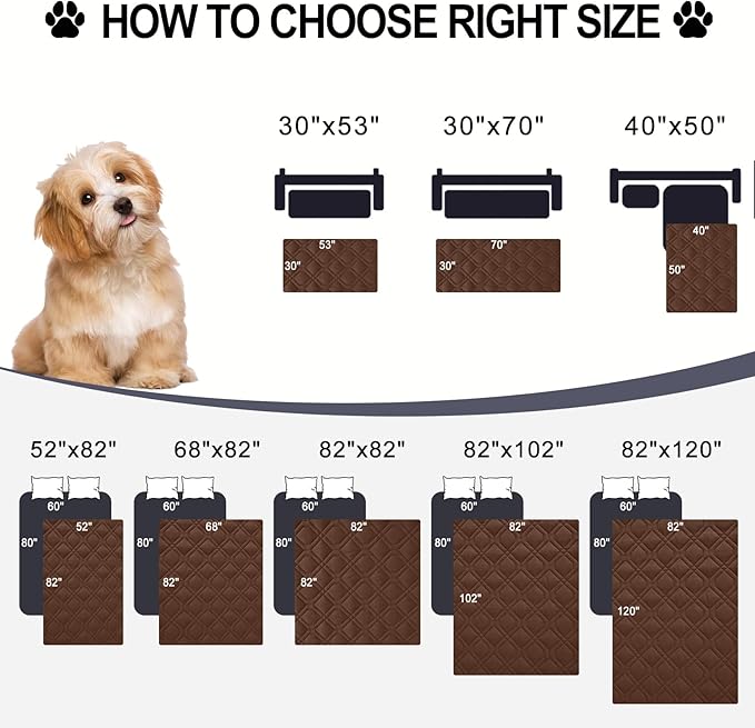 Smiry Reversible Waterproof Couch Covers for Sofa, Washable Dogs Pet Couch Covers for 3 Cushion Sofa Pet Friendly, Water Resistant Furniture Protector Slipcover, Geometric (82"x102", Brown/Chocolate)