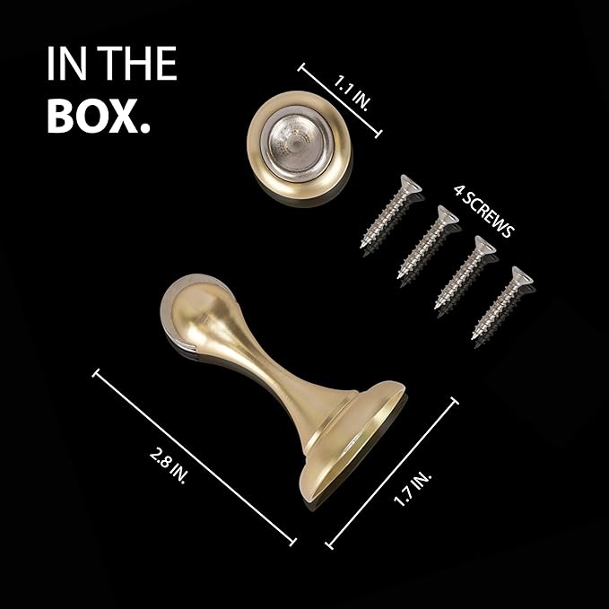 MEGA HANDLES Magnetic Door Stopper, Scratch Free Magnetic Door Catch for Wall, Elegant Magnet Door Stopper for Bottom of The Door- Satin Brass (1 Pack)