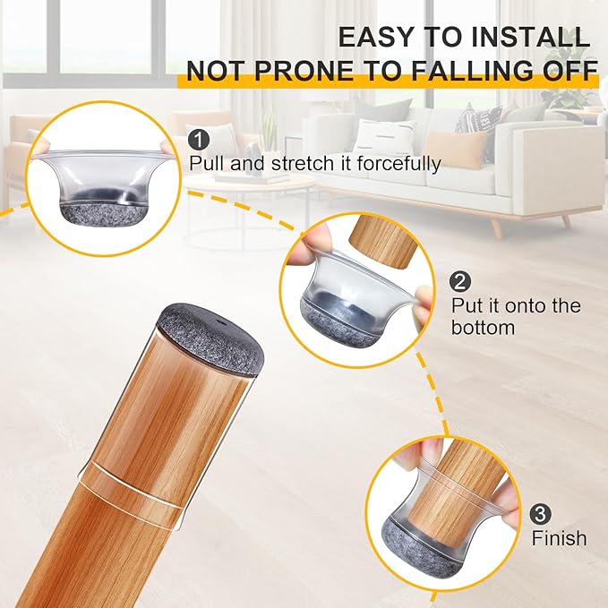 48 Pack Chair Leg Floor Protectors Small, Chair Feet Protectors for Hardwood Floors,Silicone Chair Leg Caps Covers Pads, Floors from Scratching and Reduce Noise(Fit:8/16"-15/16")