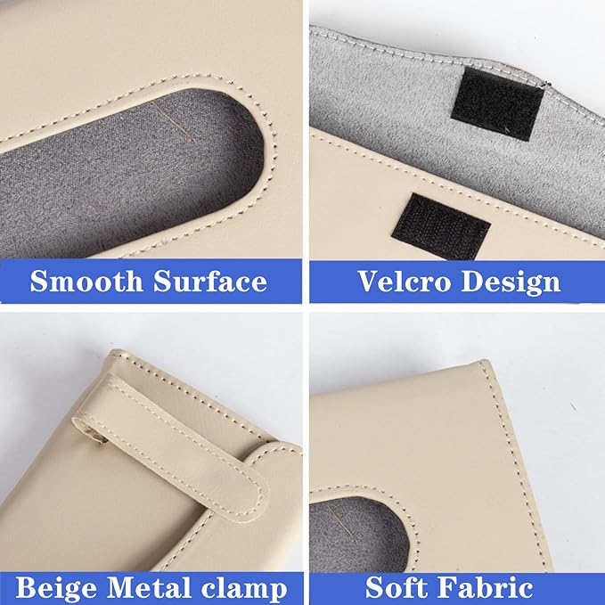 YVPSI Car Tissue Holder Sun Visor Napkin Holder with Tissue Refill Car Mask Holder PU Leather Tissue Box Tissue Box Holder Hanging Tissue Holder Mask Dispenser for Car (Beige)