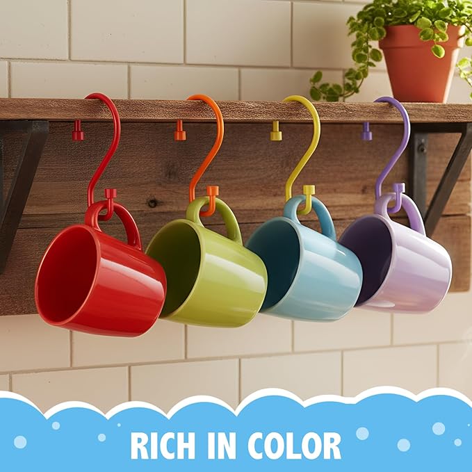 Wenqik 12 Pcs Colorful S Hooks Hanging Stainless Steel Multi Functional Metal Hanging Hooks Reversible Metal S Shaped Hook for Kitchen, Bathroom, Garden, Indoor, Outdoor