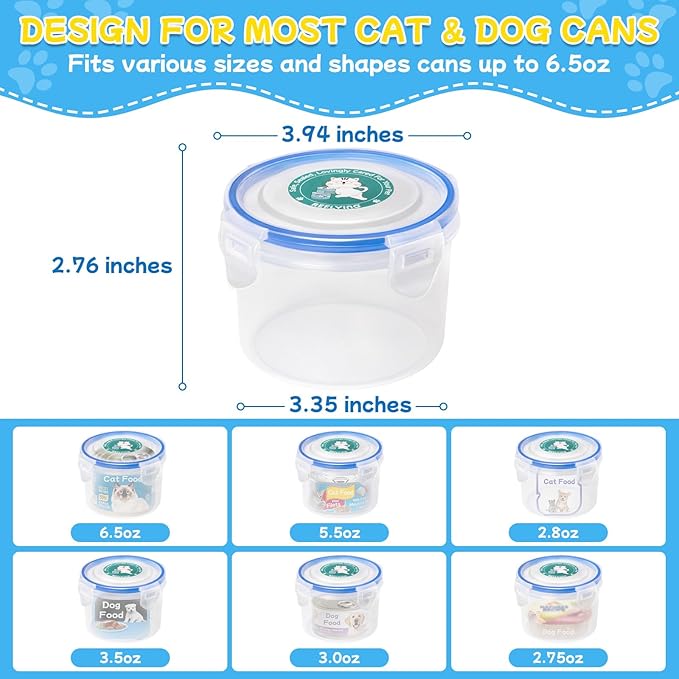 REFLYING Canned Cat Food Storage Lids,Reusable Airtight Can Cover Pet Food Sealer - Keeps Cat Food Storage Can Fresh, Cat Food Container Eliminates Odor, Easy To Use With SUS 304 Spoon,Can Opener