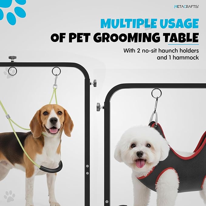 Dog Grooming Arm with Hammock – 42" Adjustable Dog Grooming Stand with Clamp for Table, Foldable Stainless Steel Grooming Arm with Dual Nooses, Ideal for Small and Large Dogs (Table Not Included)