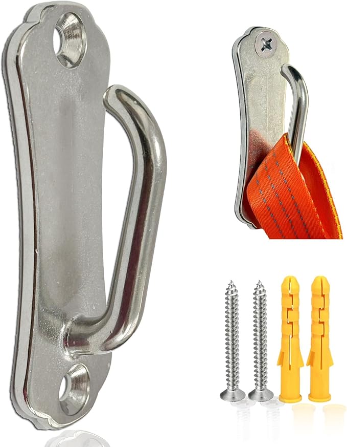X-TECOKIT Stainless Steel Dog Tie-Out Hook,Heavy Duty Wall Mounted Leash&Chain Anchor,Rust-Proof for Yard&Patio,Secure Dog Parking System for All Weather Use