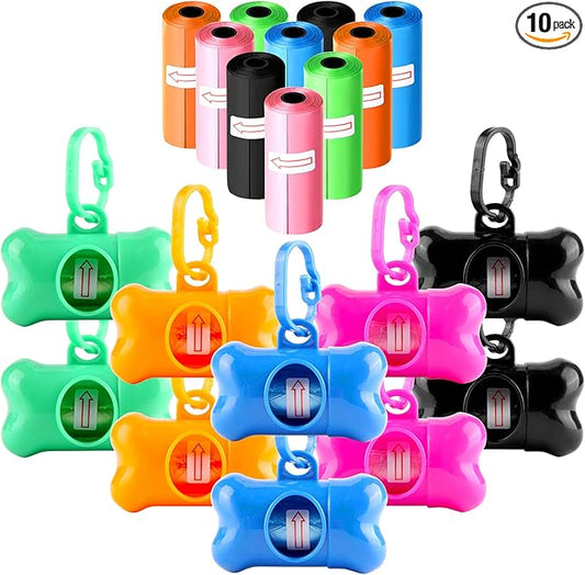Arroyner 10 Pack Bone Shaped Poop Bag Dispenser Pet Waste Disposal Bag Dispenser (Random Color)