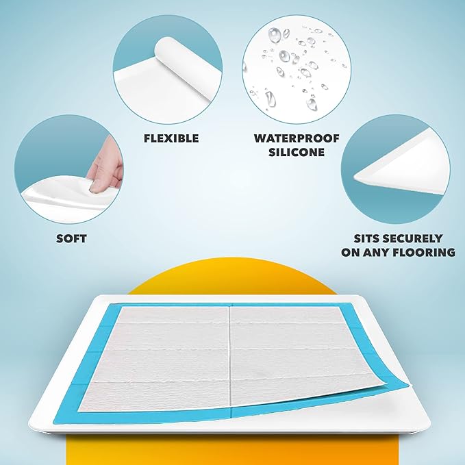 TidyFriend 2 Pack Dog Pee Pad Holder Tray - Fits Up to 24” x 24” Pee Pad Holder for Dogs - Stable Grip, Raised Edges, Quick-Wipe Silicone Surface Dog Pad Holder for Indoor Flooring Protection (White)
