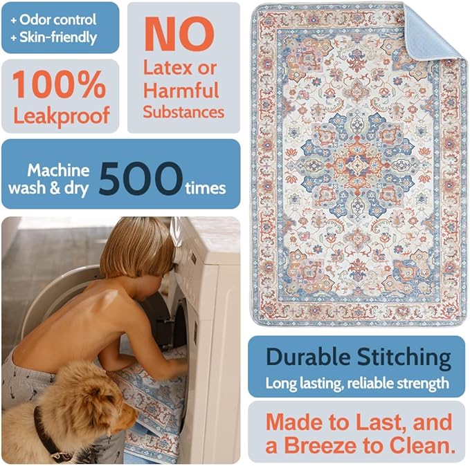 Washable Pee Pads for Dogs 2 Pack Reusable Puppy Training Pads 24"x18" Super Absorbent Waterproof Dog Training Pads, Non-Slip Potty Pads Whelping Pads Litter Mat Pet Supplies Beige