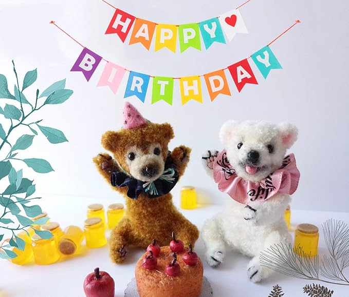 LOVENJOY Pre-strung Assembled Happy Birthday Banner Rainbow Bunting Decorations, Durable Felt Fabric Reusable