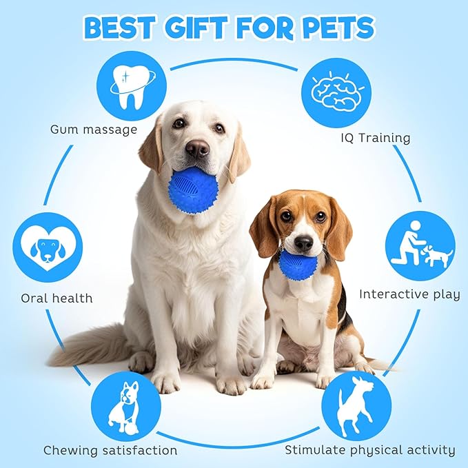 petizer 4" Squeaky Dog Balls for Aggressive Chewers, Durable Interactive Spiky Ball for Teething, Indestructible Rubber Dog Chew Toys, Tough Pet Toys for Small, Medium & Large Breeds
