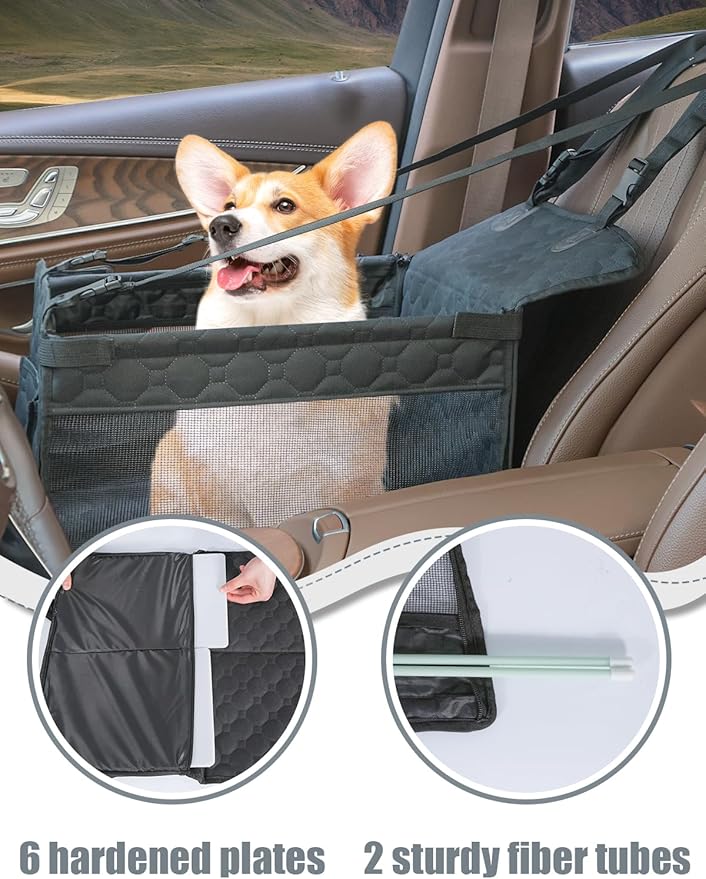 Dog Car Seat for Small and Medium Dogs,Waterproof Fabric with Breathable Mesh&Adjustable Dog Seat Belt for Car,Dog Bed for Back Seat Up to 30 LB-Small Black