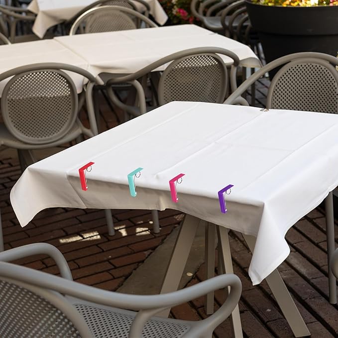 uxcell 4 Pack Tablecloth Clips, Stainless Steel Table Cloth Cover Clamps, 2.87" x 2.36" Windproof Holder Clips for Home Party Picnic Wedding Camping Dining Tables, Purple