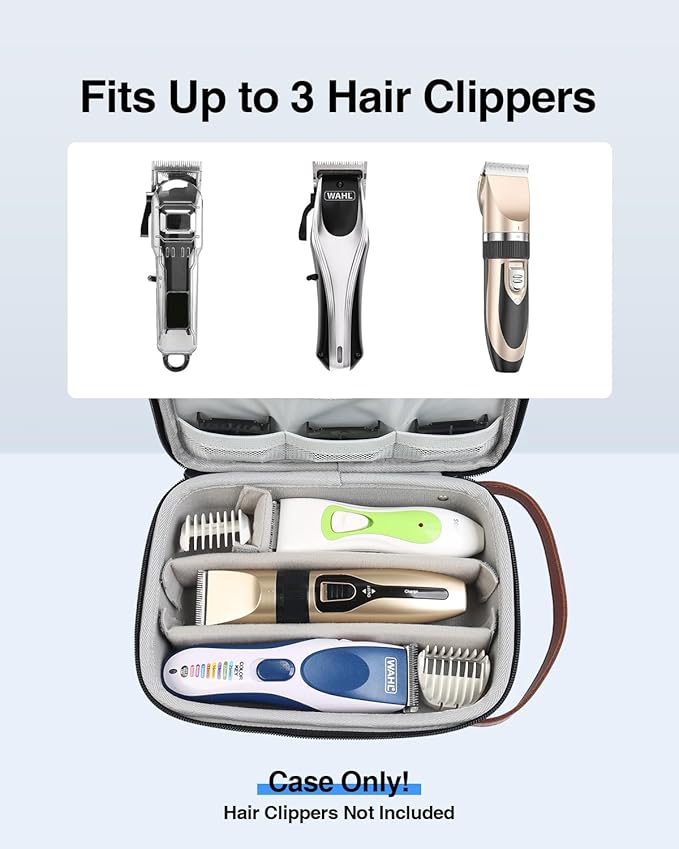 Luxtude Hair Clipper Case Travel, Portable Barber Cases, Hard Barbers Bags for Clippers and Supplies, Sturdy Trimmer Bag, Barbers Accessories for Wahl 5Star/Hatteker/Oneisal/Andis Grooming (Case Only)