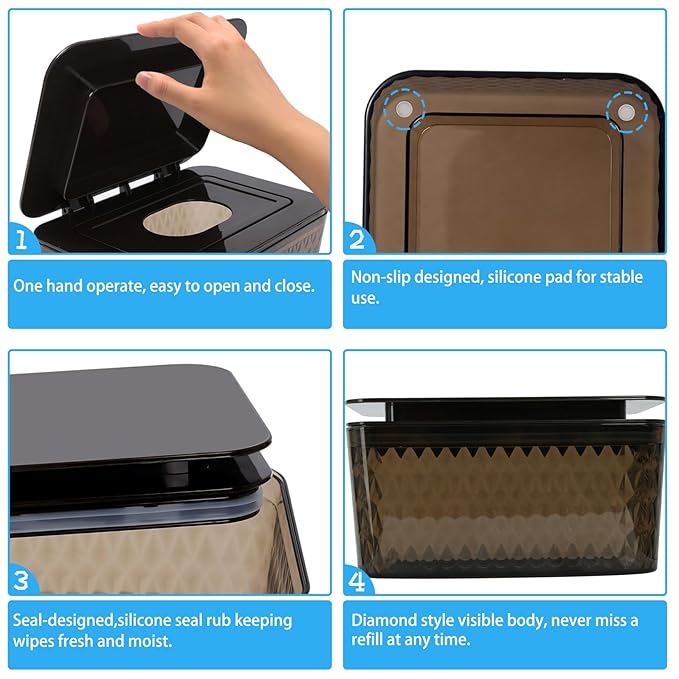AWGOU Wet Baby Wipes Dispenser - Large Capacity Wipe Holder Seal-Designed Dust-Proof Wet Wipes Container Keep Diaper Wipes Fresh