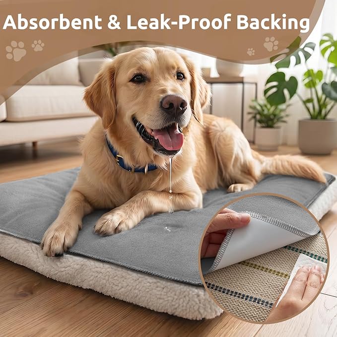 MontVoo Washable Dog Bed Cover, Absorbent Quick Dry Pet Bed Sheet, Easy Hair Removal Couch Covers for Dogs/Cats, 14x20 Inches, Waterproof PU Backing Dog Bed Mat for Car Seat, Cover Only, Light Grey