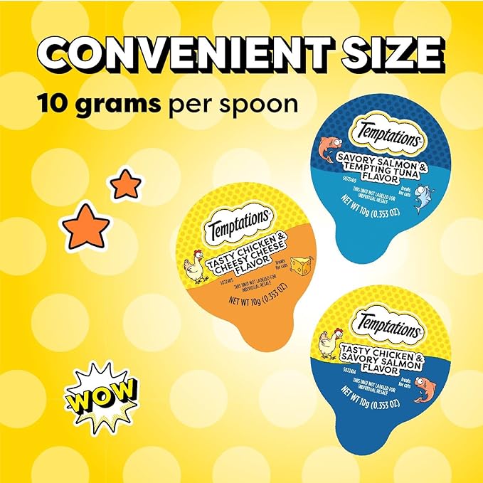 Temptations Lickable Spoons Adult Wet Cat Treat, 24 Spoons, Variety Pack