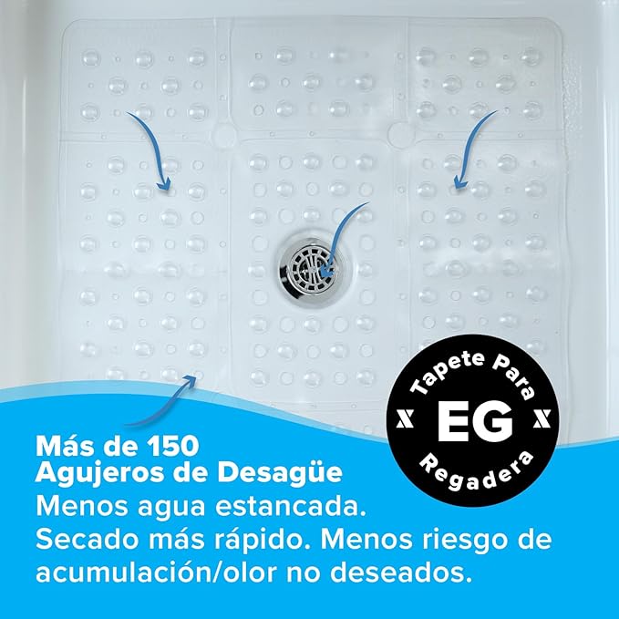 SlipX Solutions Case Pack - Square Shower Mat, Extra Large 27"x27", Non-Slip Stall Mat for Elderly & Kids Standing Bath Tub Mat, Machine Washable, Suction Cups, Clear, Case of 4