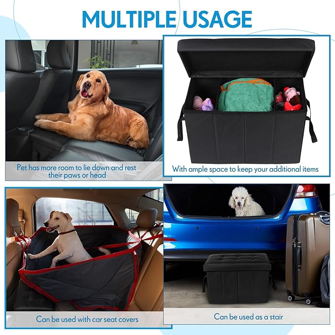 Car Back Seat Extender for Dogs up to 300lbs Car Seat Extender Back and Front Gap Filler with Storage Prevent Your Dogs from Falling Off(2 Pack)